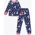 Lcw Kids Baskılı Bisiklet Yaka Polar Kız Çocuk Pijama Takımı - Light - Dropsuz - 7 - 8 Yaş