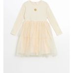 Lcw Kids Bej Bisiklet Yaka Çiçekli Kız Çocuk Elbise - 2 - 3 Yaş - Açık Bej