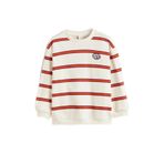LCW Kids Bej Bisiklet Yaka Çizgili Erkek Çocuk Sweatshirt