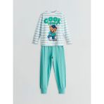 Lcw Kids Beyaz Bisiklet Yaka Ayı Teddy Baskılı Erkek Çocuk Pijama Takımı - White Printed - 3 - 4 Yaş
