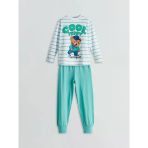 Lcw Kids Beyaz Bisiklet Yaka Ayı Teddy Baskılı Erkek Çocuk Pijama Takımı