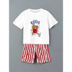 Lcw Kids Beyaz Bisiklet Yaka Kız Çocuk Şortlu Pijama Takımı