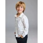 Lcw Kids Beyaz Regular Fit Baskılı Erkek Çocuk Gömlek