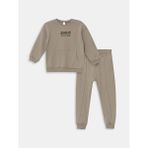 Lcw Kids Bisiklet Yaka Uzun Kollu Baskılı Erkek Bebek Sweatshirt ve Eşofman Alt 2'li Takım - 3 - 4 Yaş - Dropsuz - Bej