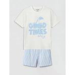 Lcw Kids Ekru Baskılı Kız Çocuk Şortlu Pijama Takımı