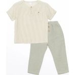 Lcw Kids Ekru Bisiklet Yaka Kısa Kollu Basic Erkek Bebek Gömlek ve Pantolon 2'li Takım