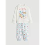 Lcw Kids Ekru Bisiklet Yaka Kız Çocuk Pijama Takımı