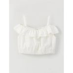 Lcw Kids Ekru Kare Yaka Basic Kız Çocuk Crop Bluz