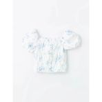 Lcw Kids Ekru Kare Yaka Çiçekli Kız Çocuk Crop Bluz