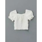Lcw Kids Ekru Kare Yaka Kız Çocuk Crop Bluz