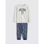 Lcw Kids Gri Bisiklet Yaka Ayı Teddy Baskılı Erkek Çocuk Pijama Takımı