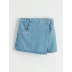 Lcw Kids İndigo Anvelop Kesim Cepli Kız Çocuk Jean Şort Etek