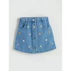 Lcw Kids Indigo Beli Lastikli Nakışlı Kız Çocuk Jean Etek