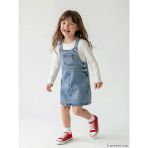 Lcw Kids İndigo Fiyonk Ve Taşlı Kız Çocuk Jean Salopet Elbise