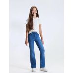 Lcw Kids Indigo Flare Fit Kız Çocuk Jean Pantolon Ve Toka 2'Li