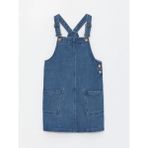 Lcw Kids Indigo Kare Yaka Kız Çocuk Jean Salopet Elbise