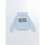 Lcw Kids Kapüşonlu Baskılı Uzun Kollu Kız Çocuk Fermuarlı Sweatshirt - Dropsuz - 6 - 7 Yaş - Blue