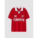Lcw Kids Kırmızı Polo Yaka Fıfa World Cup Baskılı Erkek Çocuk Tişört
