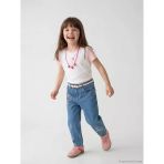 Lcw Kids Mavi Balloon Fit Çiçek Nakışlı Kız Çocuk Jean Pantolon