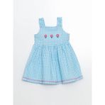 Lcw Kids Mavi Kare Yaka Çiçekli Kız Çocuk Keten Elbise