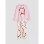 Lcw Kids Pembe Baskılı Bisiklet Yaka Kız Çocuk Pijama Takım