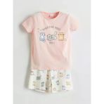 Lcw Kids Pembe Baskılı Penye Kız Çocuk Şortlu Pijama Takım