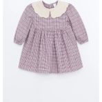 Lcw Kids Pembe Bebe Yaka Ekose Desen Flanel Kız Çocuk Elbise