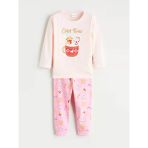 Lcw Kids Pembe Bisiklet Yaka Baskılı Uzun Kollu Kız Çocuk Pijama Takımı