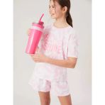 Lcw Kids Pembe Bisiklet Yaka Kız Çocuk Şortlu Pijama Takımı
