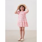 Lcw Kids Pembe Çiçekli Krinkle Fırfırlı Kız Çocuk Elbise