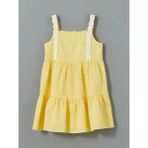 Lcw Kids Sari Basic Dantelli Kız Çocuk Keten Elbise