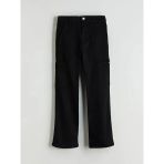 Lcw Kids Siyah Slim Fit Kız Çocuk Kargo Jean Pantolon