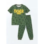 Lcw Kids Yeşil Bisiklet Yaka Baskılı Erkek Çocuk Pijama Takım