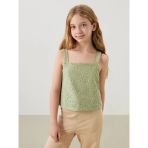 Lcw Kids Yeşil Kare Yaka Ajurlu Kız Çocuk Crop Atlet