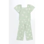 Lcw Kids Yeşil Kare Yaka Kız Çocuk Bluz ve Pantolon