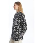 Lcw Modest Desenli Kadın Gömlek Tunik - Siyah - 36