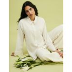 Lcw Modest Ekru Düz Keten Karışımlı Kadın Gömlek Tunik