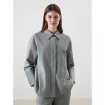 Lcw Modest Haki Oversize Poplin Kadın Gömlek Tunik