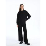 Lcw Modest Siyah Beli Lastikli Düz Geniş Paça Kadın Triko Pantolon