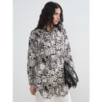 Lcw Modest Siyah Desenli Oversize Kadın Gömlek Tunik