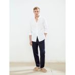 Lcw Vision Beyaz Slim Fit Uzun Kollu Keten Karışımlı Erkek Gömlek