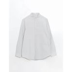 Lcw Vision Gri Slim Fit Uzun Kollu Armürlü Erkek Gömlek