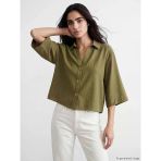 Lcw Vision Haki Oversize Kadın Gömlek