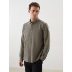 Lcw Vision Haki Slim Fit Uzun Kollu Erkek Gömlek