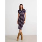 Lcw Vision Karışık Gömlek Yaka Çizgili Bodycon Elbise