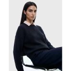 Lcw Vision Lacivert Bisiklet Yaka Oversize Kadın Triko Kazak
