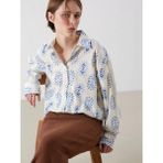 Lcw Vision Mavi Desenli Oversize Kadın Gömlek