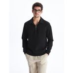 Lcw Vision Siyah Polo Yaka Uzun Kollu Erkek Sweatshirt