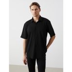 Lcw Vision Siyah Regular Fit Kısa Kollu Erkek Dokulu Gömlek