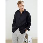 Lcw Vision Siyah Slim Fit Uzun Kollu %100 Keten Erkek Gömlek
